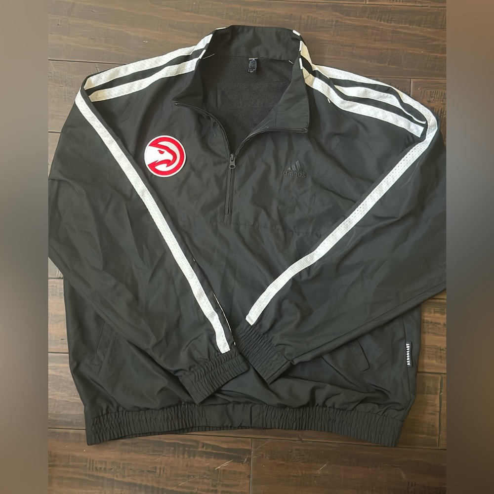 Adidas Black and White Atlanta Hawks Windbreaker